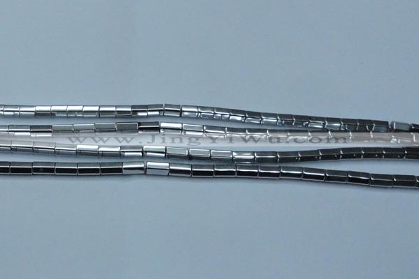 CHE751 15.5 inches 5*8mm faceted tube plated hematite beads