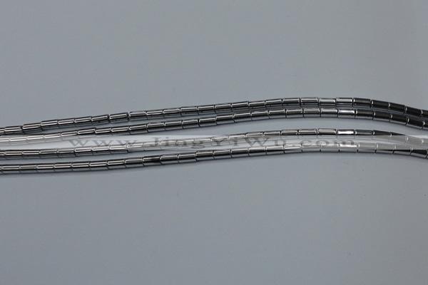 CHE760 15.5 inches 2*4mm tube plated hematite beads wholesale