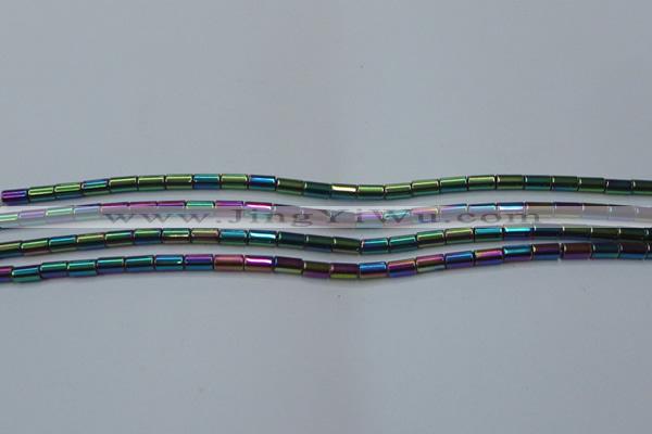 CHE764 15.5 inches 2*4mm tube plated hematite beads wholesale
