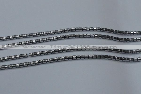 CHE774 15.5 inches 2*2mm drum plated hematite beads wholesale