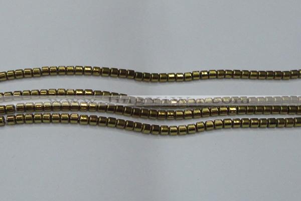 CHE776 15.5 inches 2*2mm drum plated hematite beads wholesale