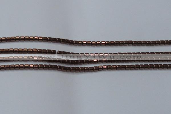 CHE777 15.5 inches 2*2mm drum plated hematite beads wholesale