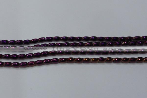 CHE805 15.5 inches 4*6mm rice plated hematite beads wholesale