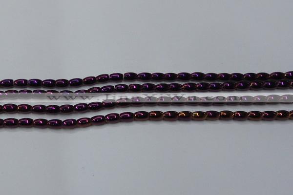 CHE813 15.5 inches 5*8mm rice plated hematite beads wholesale