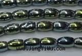 CHE814 15.5 inches 5*8mm rice plated hematite beads wholesale