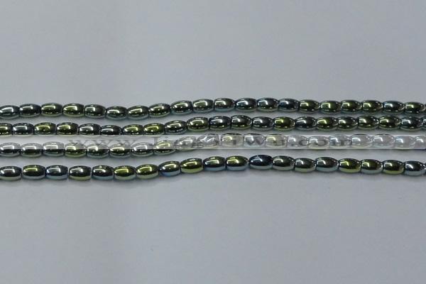 CHE814 15.5 inches 5*8mm rice plated hematite beads wholesale