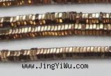 CHE826 15.5 inches 1*2mm hexagon plated hematite beads wholesale