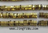 CHE827 15.5 inches 1*2mm hexagon plated hematite beads wholesale