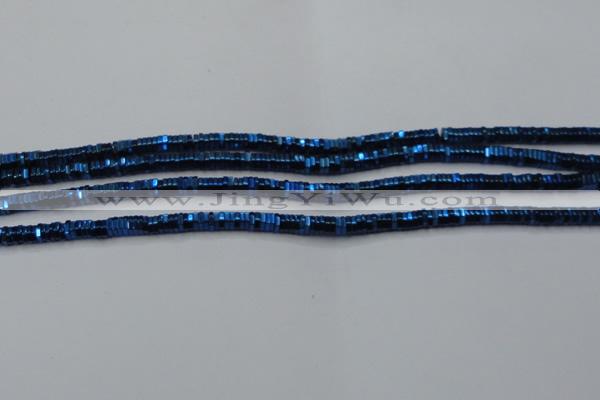 CHE831 15.5 inches 1*2mm hexagon plated hematite beads wholesale