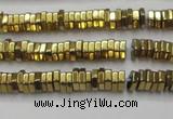 CHE835 15.5 inches 1*3mm hexagon plated hematite beads wholesale
