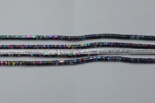 CHE838 15.5 inches 1*3mm hexagon plated hematite beads wholesale