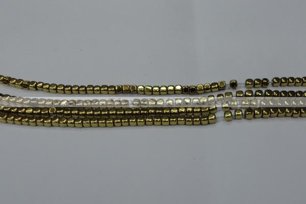 CHE856 15.5 inches 2*2mm dice platedhematite beads wholesale