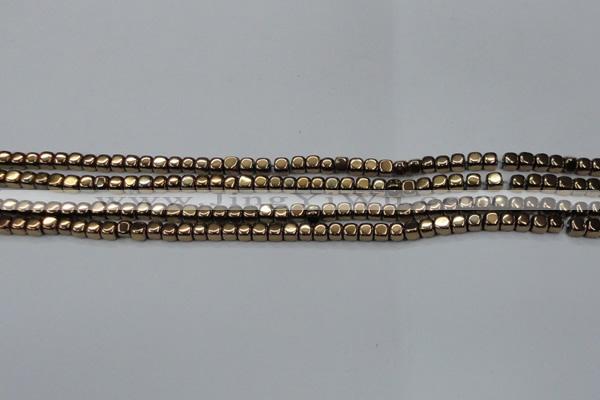 CHE862 15.5 inches 3*3mm dice platedhematite beads wholesale