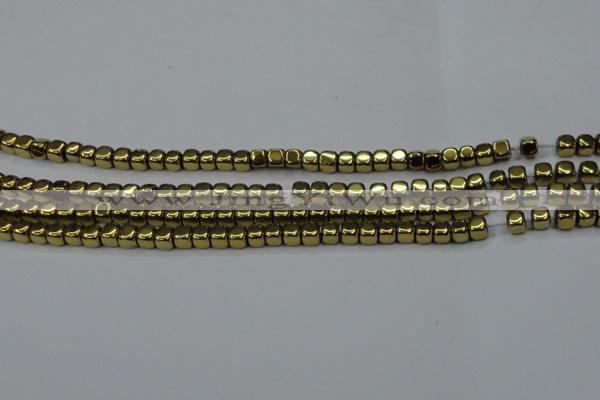 CHE868 15.5 inches 4*4mm dice platedhematite beads wholesale