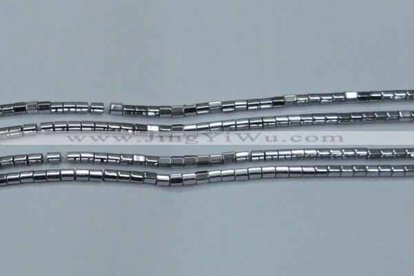 CHE886 15.5 inches 2*2mm faceted tube plated hematite beads wholesale