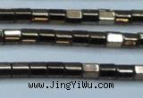 CHE897 15.5 inches 3*3mm faceted tube plated hematite beads wholesale