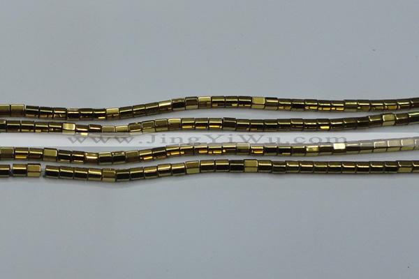CHE899 15.5 inches 3*3mm faceted tube plated hematite beads wholesale