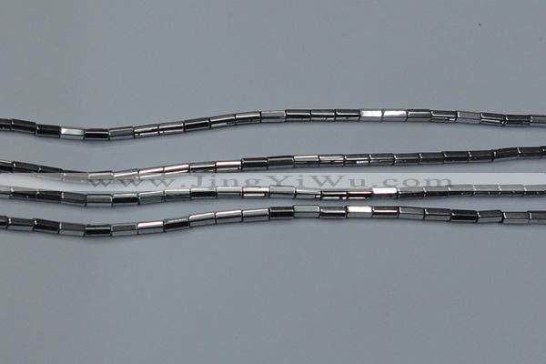 CHE905 15.5 inches 2*4mm faceted tube plated hematite beads wholesale