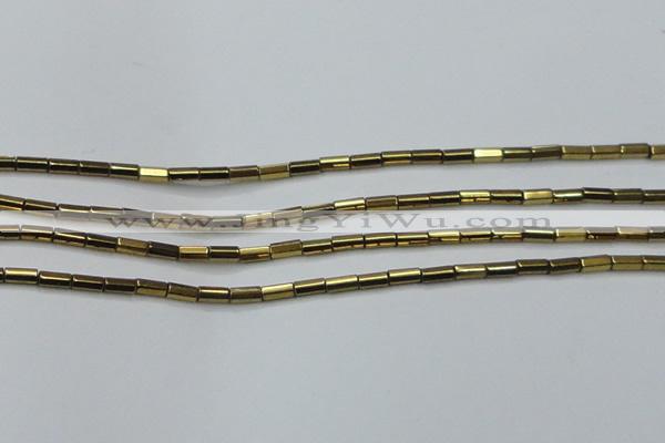 CHE908 15.5 inches 2*4mm faceted tube plated hematite beads wholesale