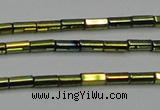 CHE909 15.5 inches 2*4mm faceted tube plated hematite beads wholesale