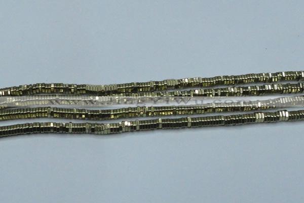 CHE915 15.5 inches 1*4mm hexagon plated hematite beads wholesale
