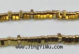 CHE921 15.5 inches 1*3mm triangle plated hematite beads wholesale