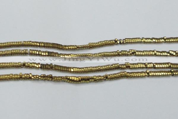CHE931 15.5 inches 1*2*3mm oval plated hematite beads wholesale