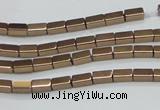 CHE955 15.5 inches 2*4mm cuboid plated hematite beads wholesale
