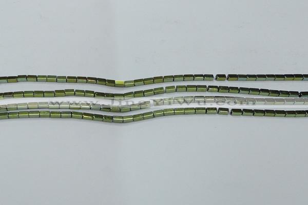 CHE957 15.5 inches 2*4mm cuboid plated hematite beads wholesale