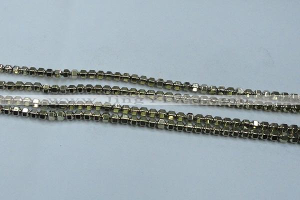 CHE982 15.5 inches 4*4mm plated hematite beads wholesale