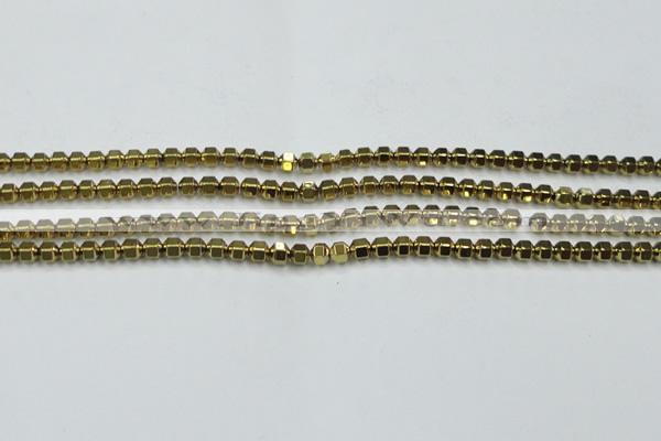 CHE983 15.5 inches 4*4mm plated hematite beads wholesale