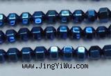 CHE987 15.5 inches 4*4mm plated hematite beads wholesale