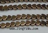 CHE993 15.5 inches 4*4mm heart plated hematite beads wholesale