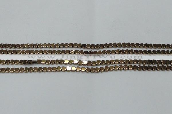 CHE993 15.5 inches 4*4mm heart plated hematite beads wholesale