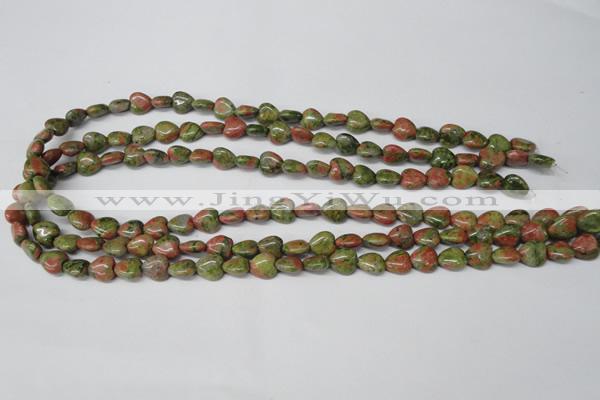 CHG01 15.5 inches 8*8mm heart unakite gemstone beads wholesale
