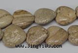 CHG41 15.5 inches 14*14mm heart picture jasper beads wholesale