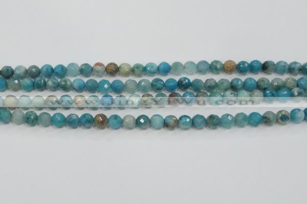 CHM212 15.5 inches 8mm faceted round blue hemimorphite beads