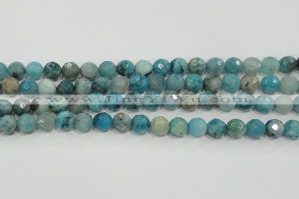 CHM215 15.5 inches 14mm faceted round blue hemimorphite beads