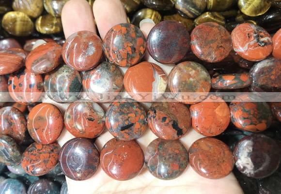 CIBS33 15 inches 20mm coin brecciated jasper beads wholesale