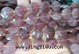 CIBS49 15 inches 15mm faceted coin red strawberry quartz beads wholesale
