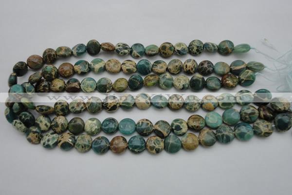CIJ28 15.5 inches 12mm flat round impression jasper beads wholesale