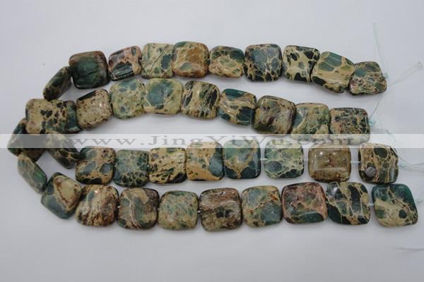 CIJ56 15.5 inches 20*20mm square impression jasper beads wholesale