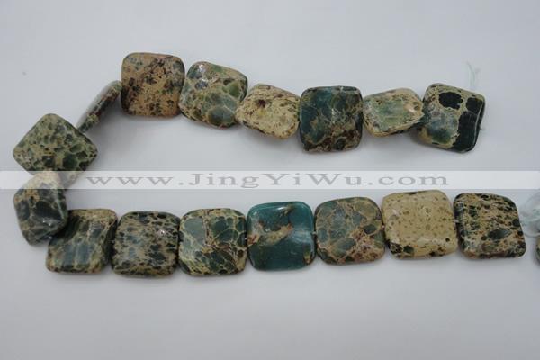 CIJ57 15.5 inches 25*25mm square impression jasper beads wholesale
