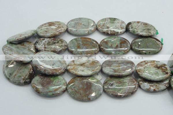 CJA09 15.5 inches 30*40mm oval green jasper beads wholesale