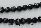 CJB06 16 inches 8mm faceted round natural jet gemstone beads wholesale