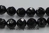 CJB07 16 inches 10mm faceted round natural jet gemstone beads wholesale