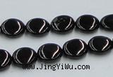 CJB21 16 inches 12mm flat round natural jet gemstone beads wholesale