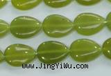 CKA113 15.5 inches 12*16mm flat teardrop Korean jade gemstone beads