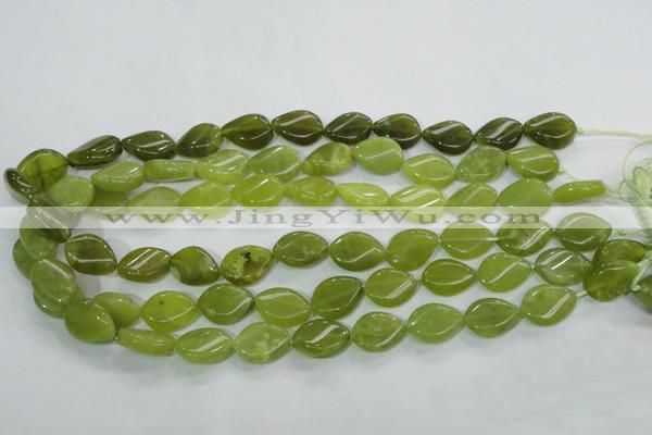 CKA114 15.5 inches 13*18mm twisted flat teardrop Korean jade beads