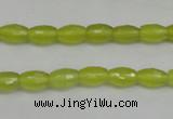 CKA225 15.5 inches 6*8mm faceted rice Korean jade gemstone beads